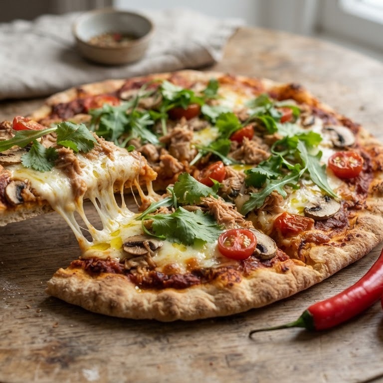 Marokkaanse pizza met tonijn
