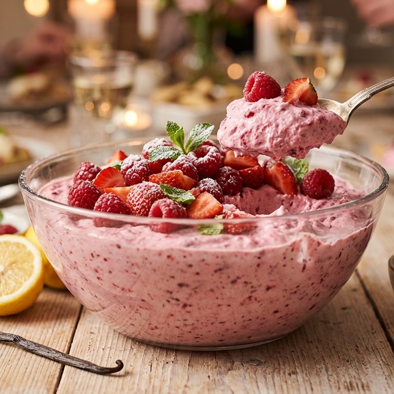 Mascarpone-frambozen-aardbeienkwark voor buffet