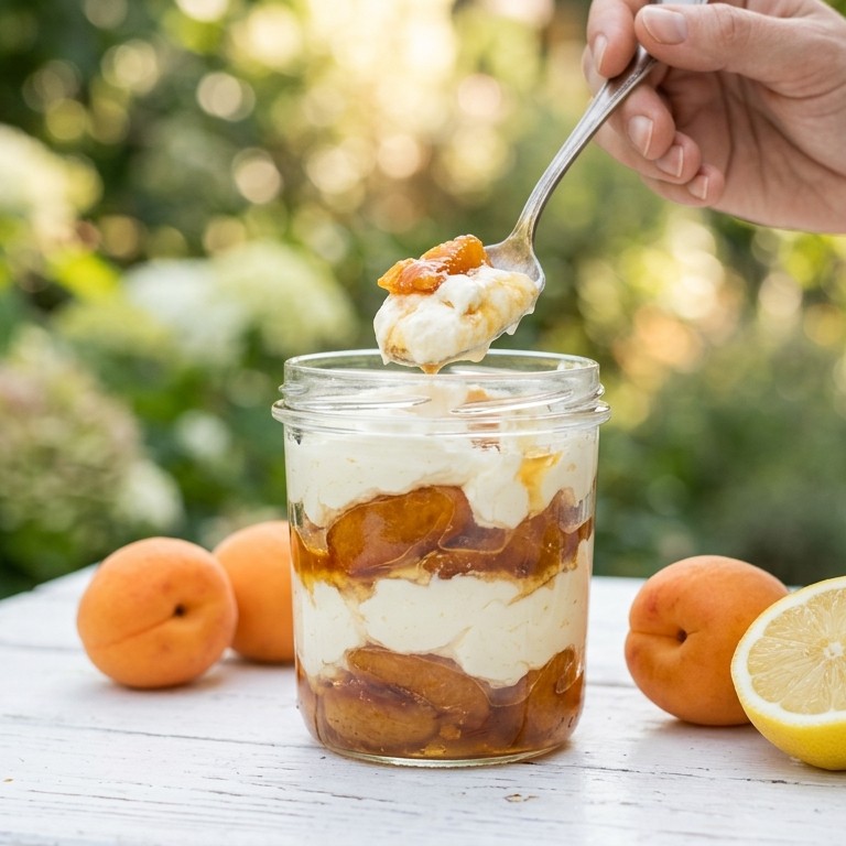 Mascarpone kwarkroom met karamelabrikozen