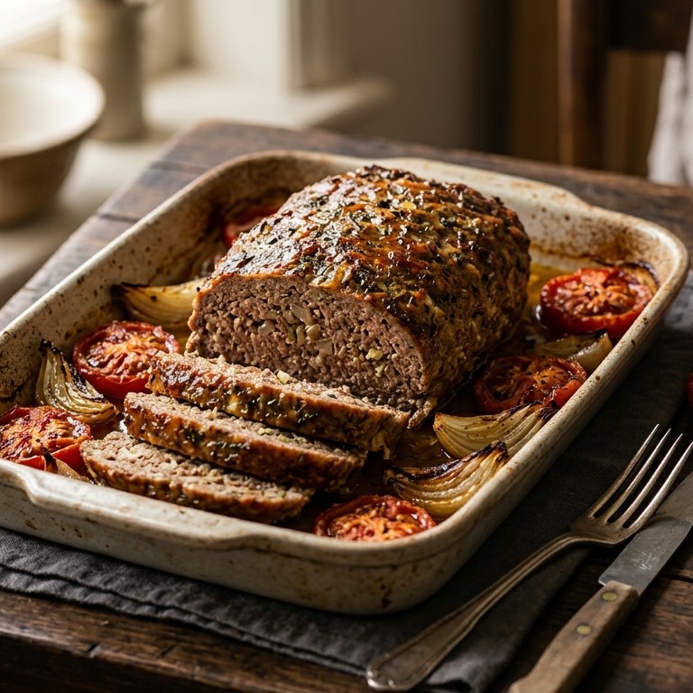 Meatloaf met ui en knoflook