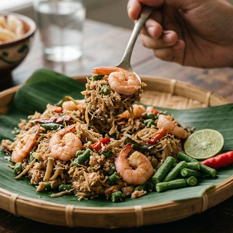 Megono udang (gestoomde garnalen in hete saus)