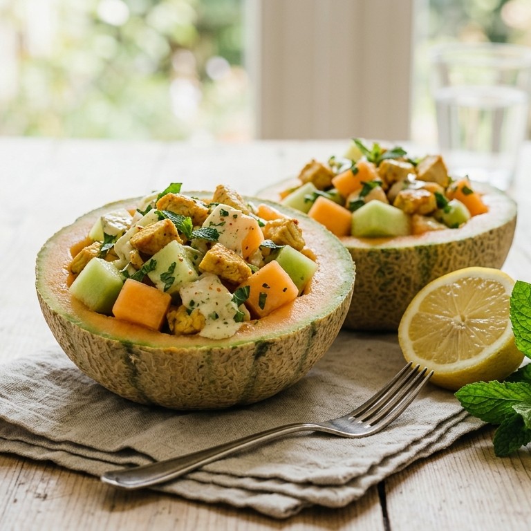 Meloensalade met kalkoen