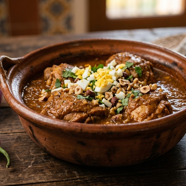 Mexicaanse kip in kruidige notensaus
