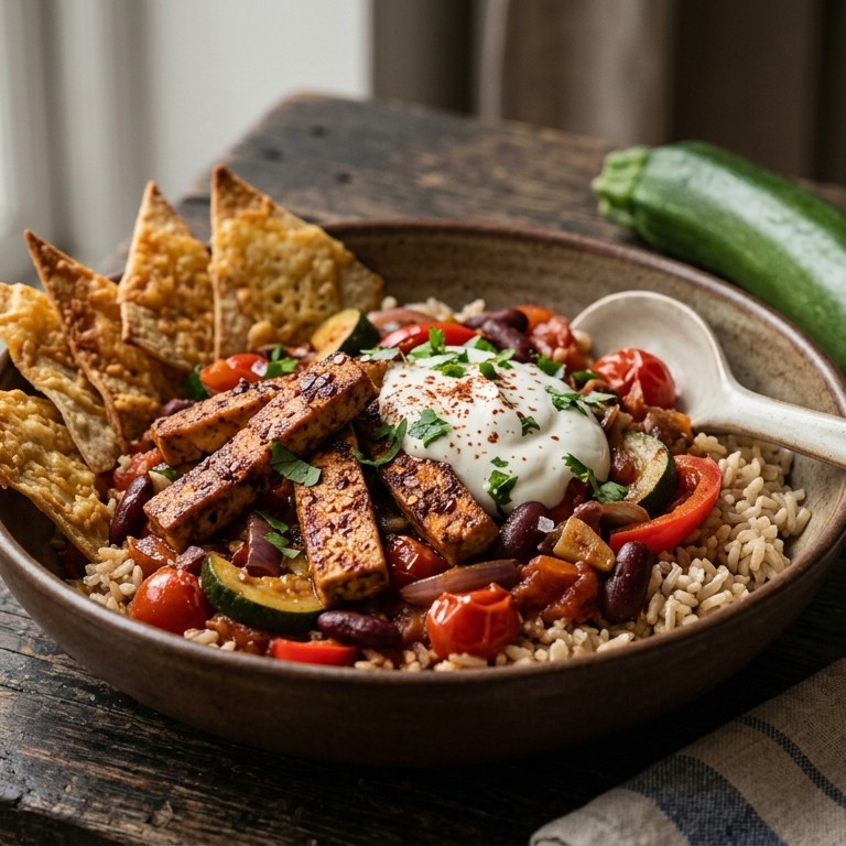 Mexicaanse tofu met groenten en rijst