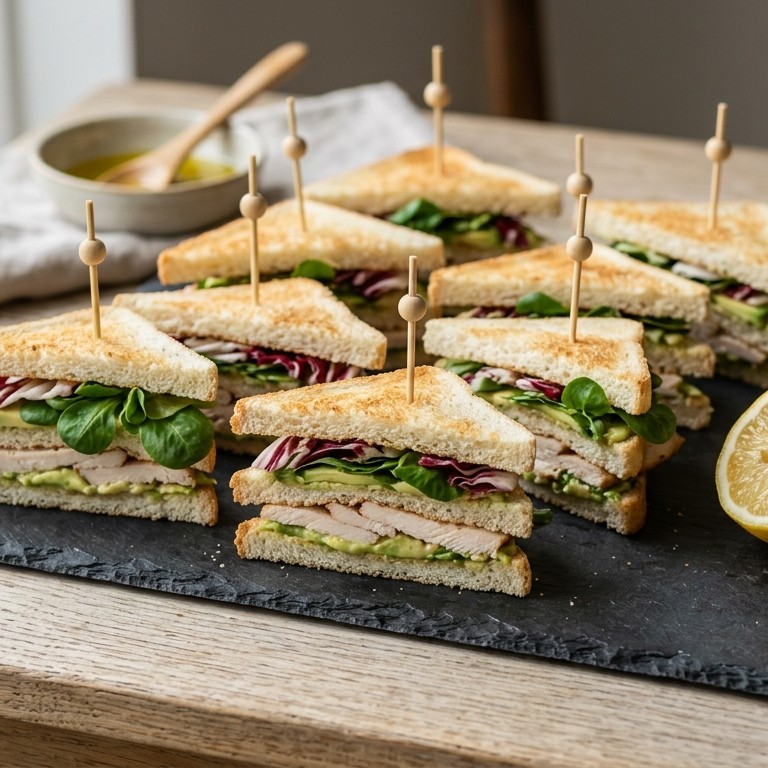 Mini-clubsandwich met gerookte kip en avocado