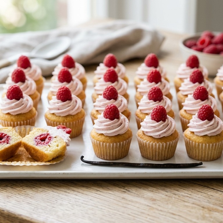 Mini cupcake met frambozen