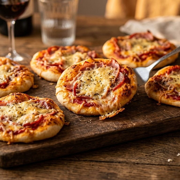Mini pizza met ham en salami