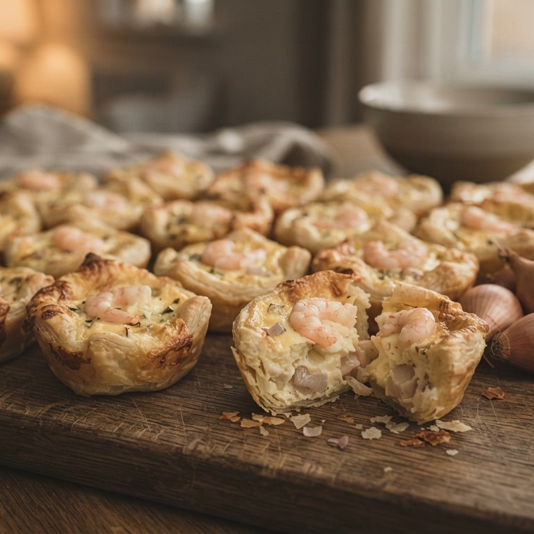 mini quiche met sjalot en gamba