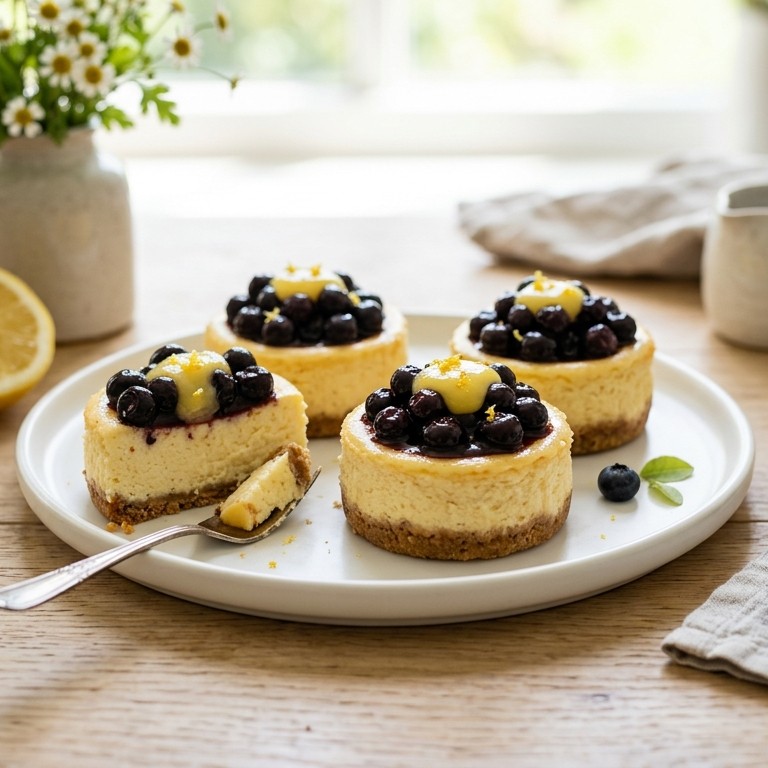 Minicheesecake met gekaramelliseerde blauwe bessen