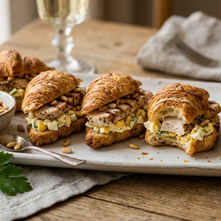 Minicroissantjes met gegrilde kip