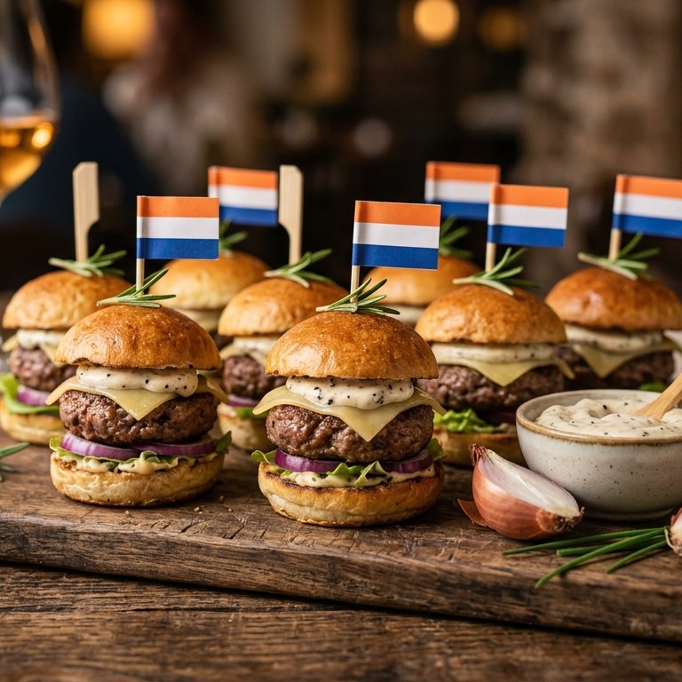 Minihamburgertje met truffelmayonaise