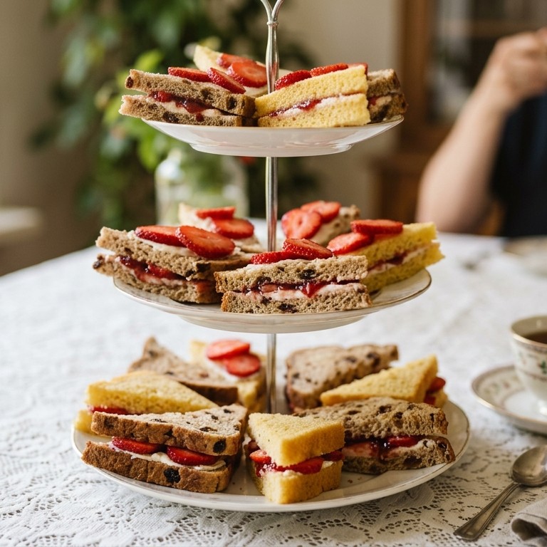 Minisandwiches met aardbeien voor high tea