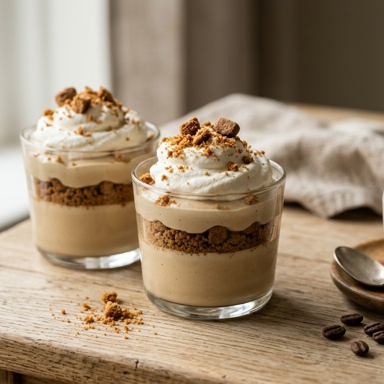 Mokka crème met koekkruimels