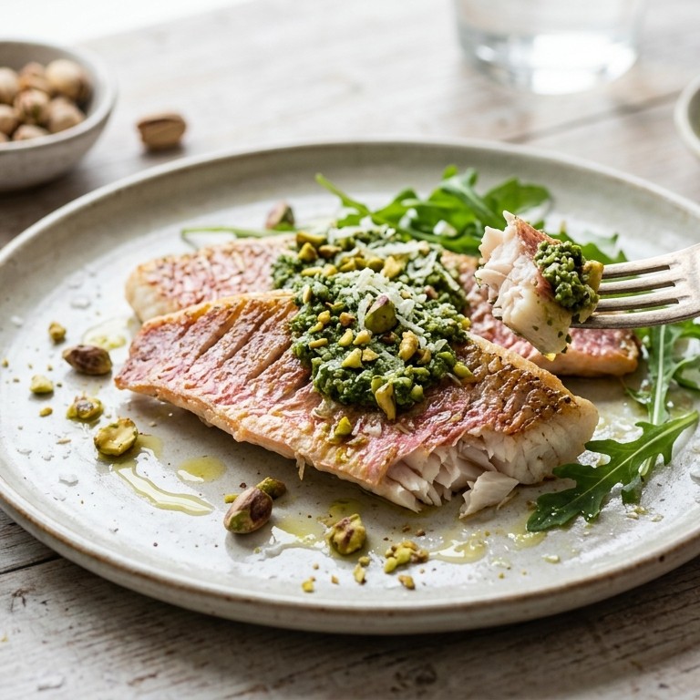 Mulfilet met pesto van rucola
