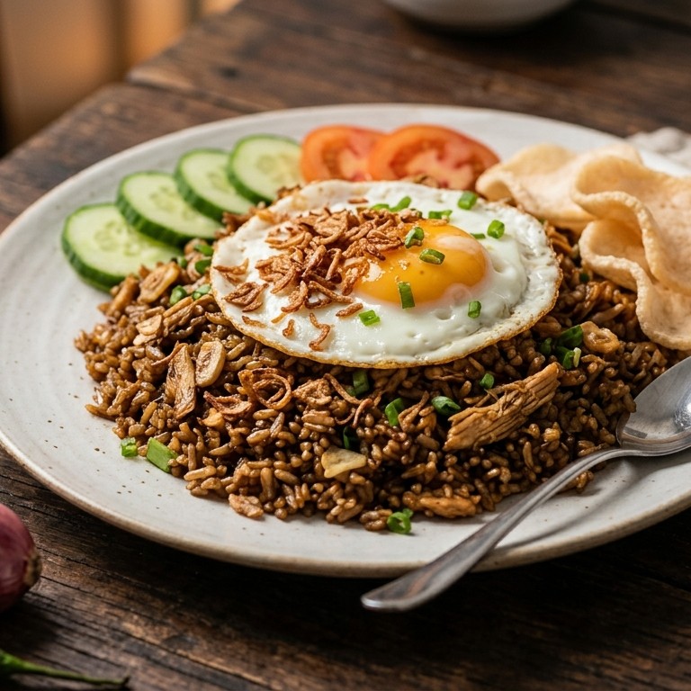 Nasi Goreng Djawa (gebakken rijst met sjalotjes)