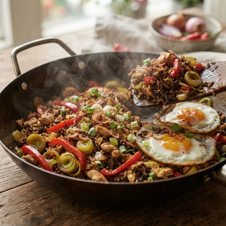 Nasi goreng met prei en paprika