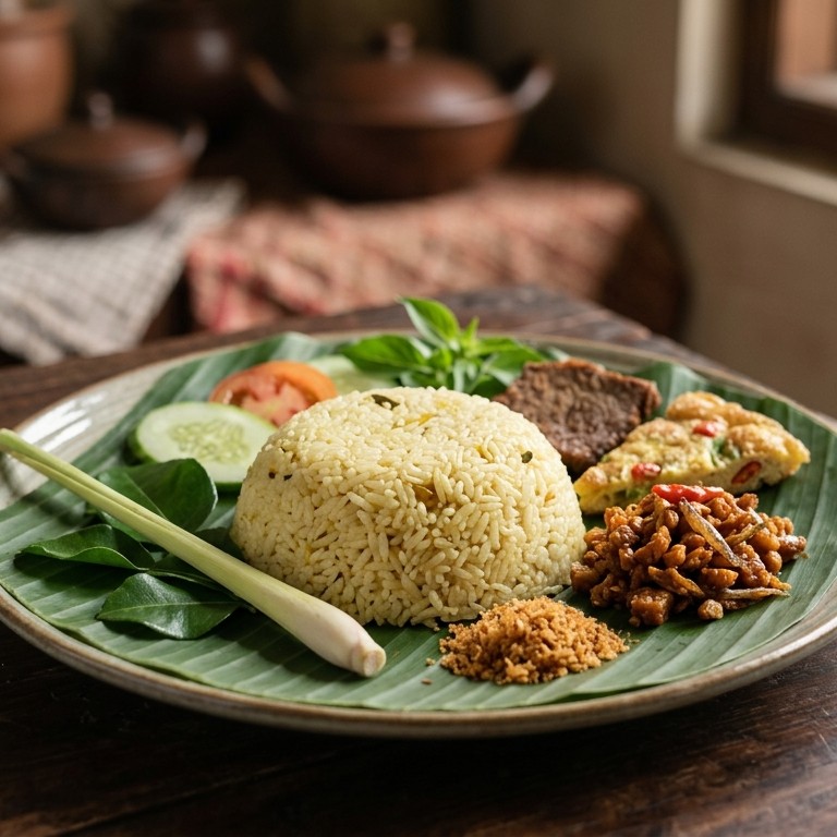 Nasi Langgi (gebakken rijst met kruiden en kokosmelk)