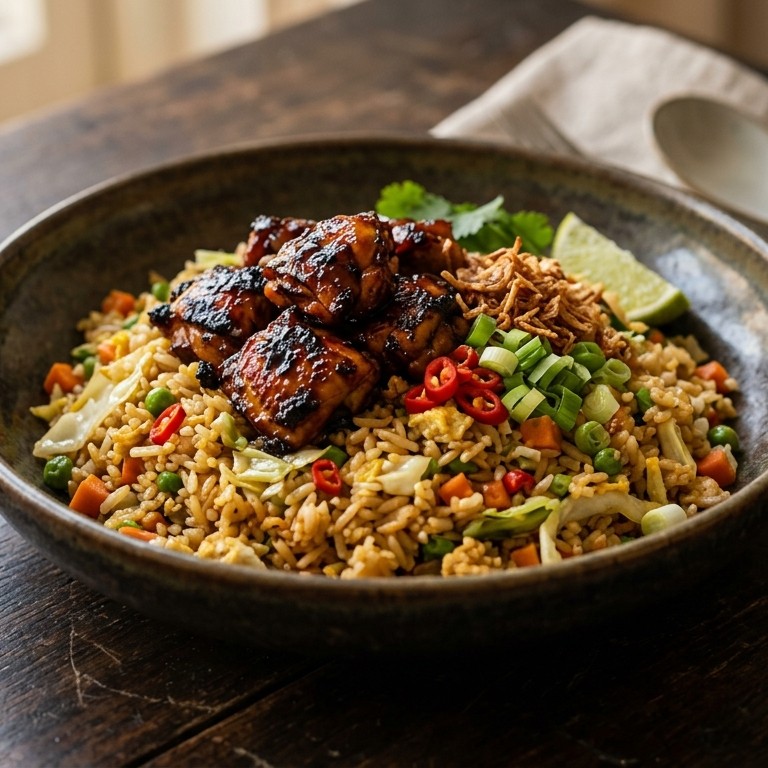 Nasi met zoet ketjapvlees