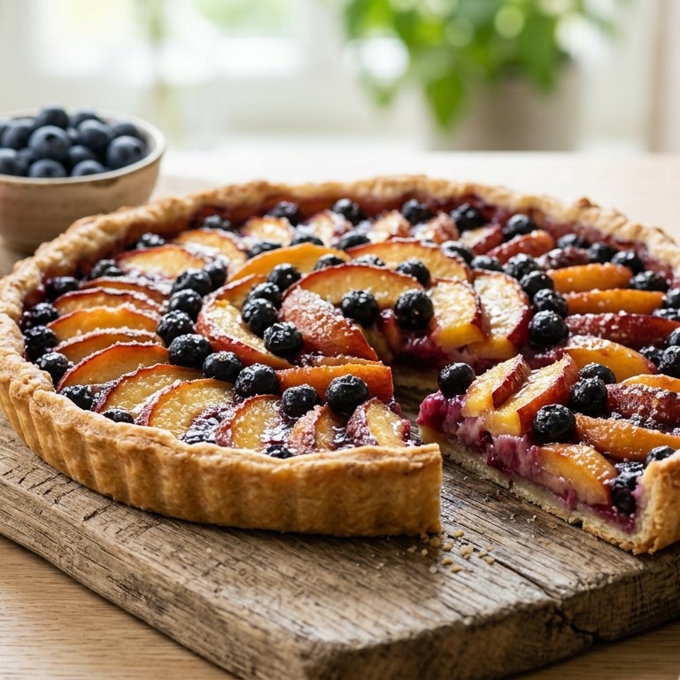 Nectarine-bosbessentaart