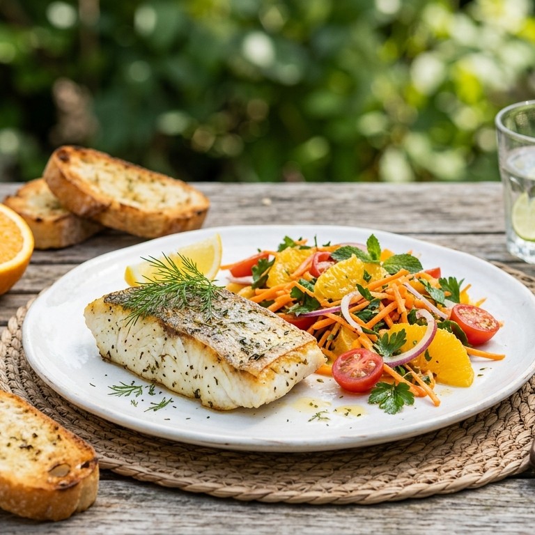 Nijlbaars met sinaasappelsalade