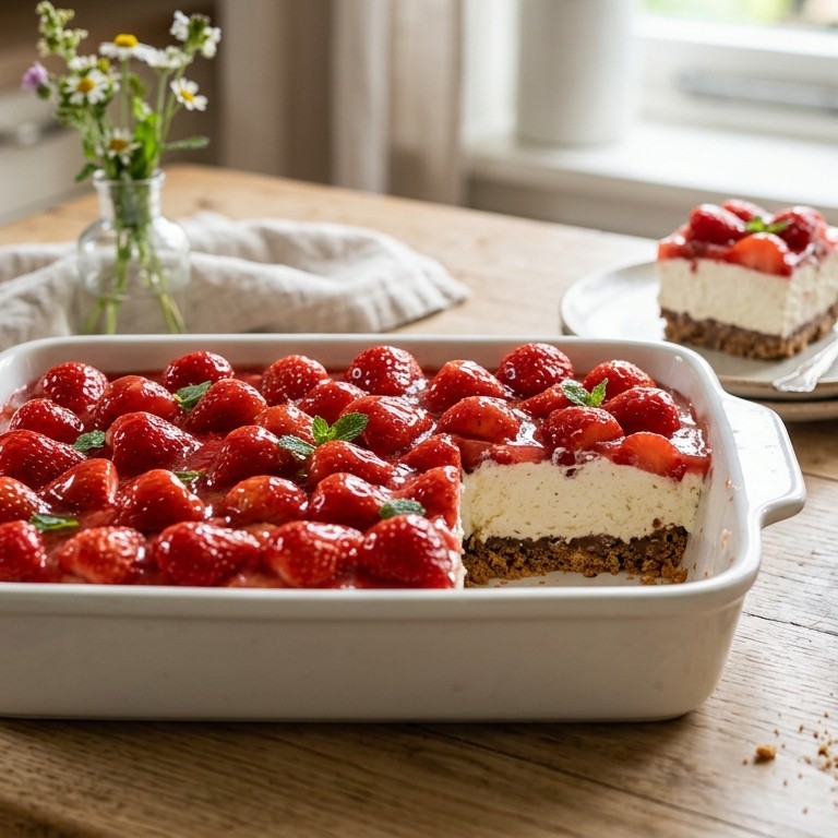 No-bake aardbeientaart
