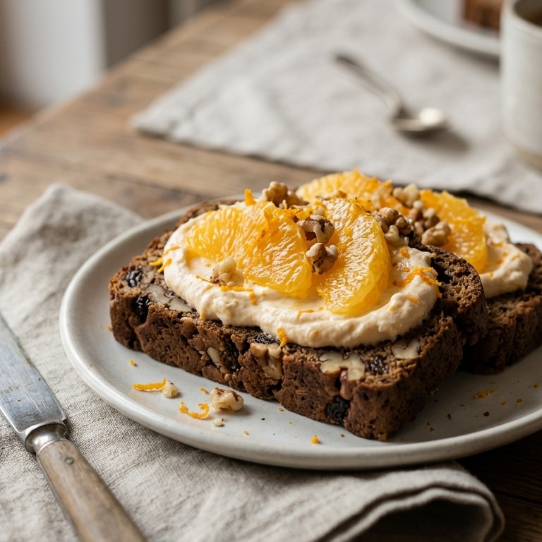 Notenbrood met sinaasappelcrème