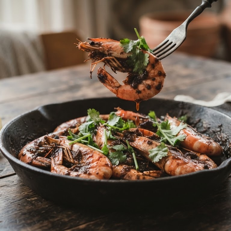 Oedang kemirie (scampi's in pittige kruiden)