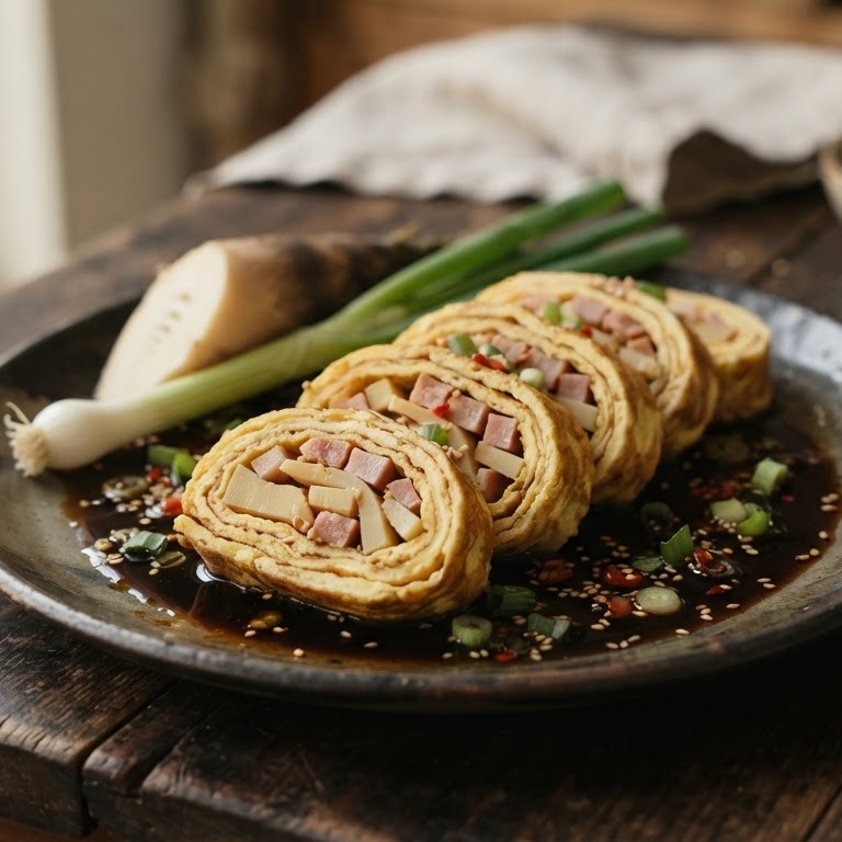 Omelet met bamboescheuten