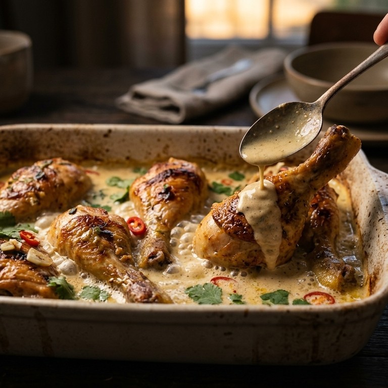 Oosterse kip met kokos uit de oven