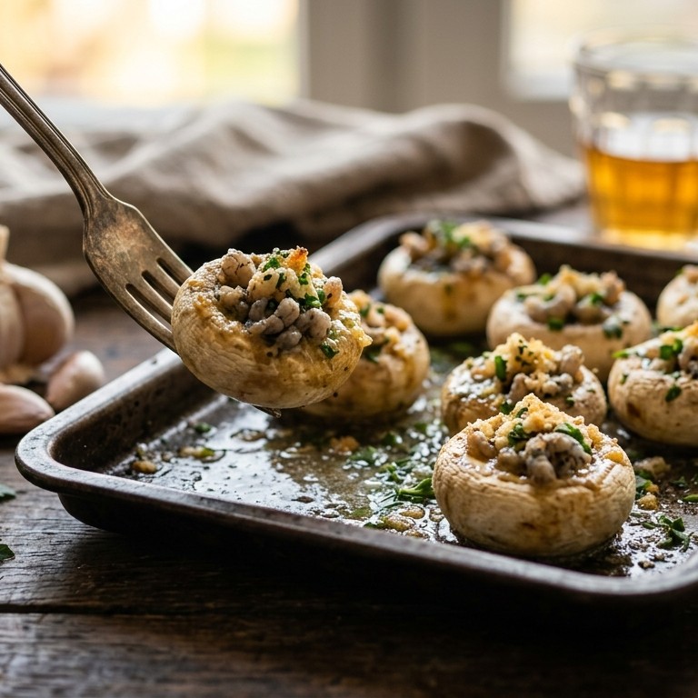 Opgevulde champignons met garnalen