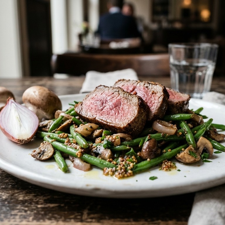 Ossenhaas met lauwwarme bonensalade