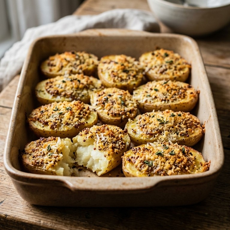 Ovenaardappels met mosterd-kaaskorst