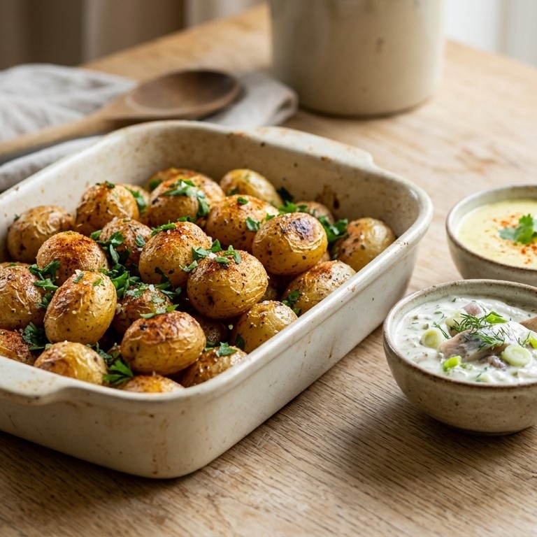 Ovenaardappeltjes met twee sausjes