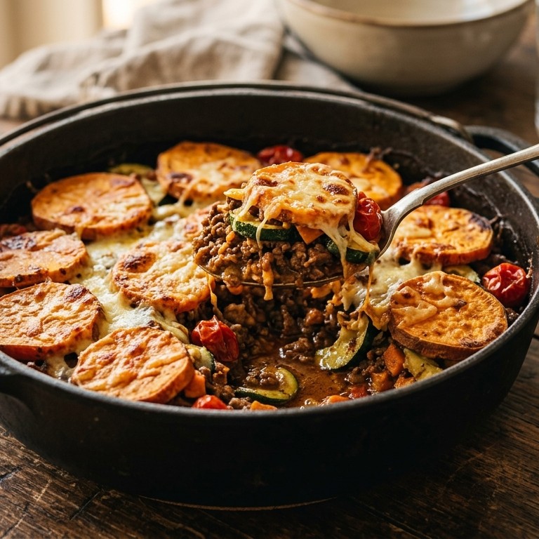 Ovenschotel gehakt met zoete aardappel lactose vrij