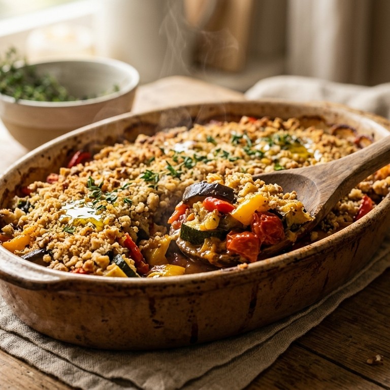 Ovenschotel met groenten en walnotencrumble
