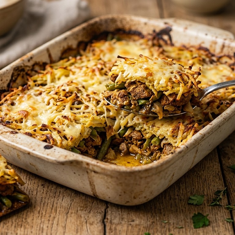Ovenschotel met rösti en shoarmavlees