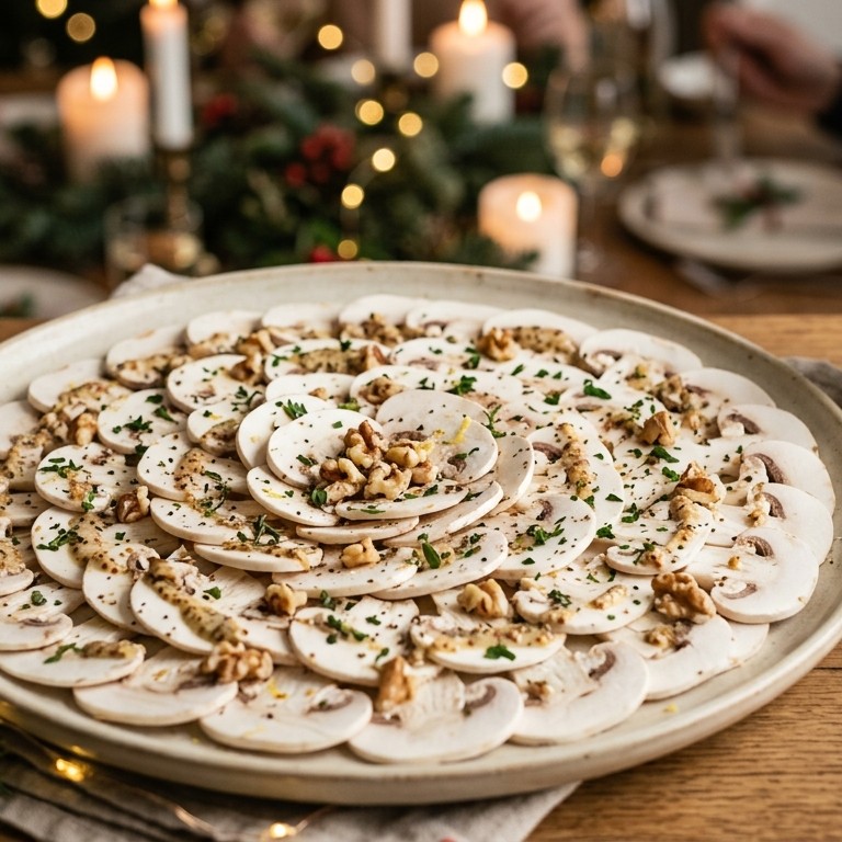 Paddestoelen-carpaccio met notendressing