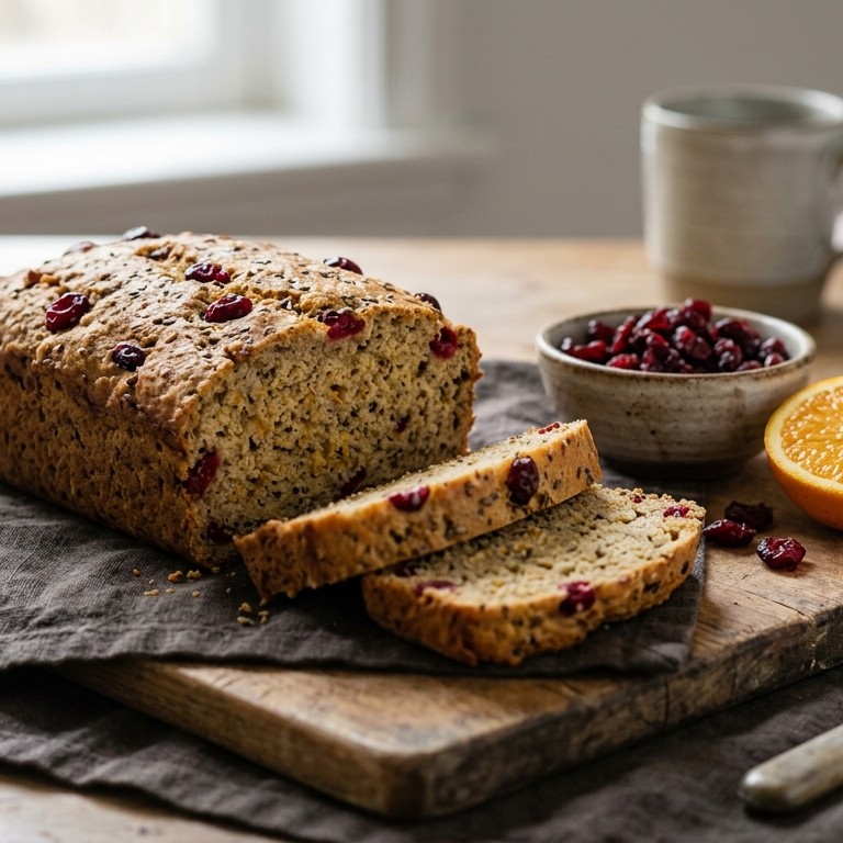 Paleo sinaasappel/cranberrymix brood