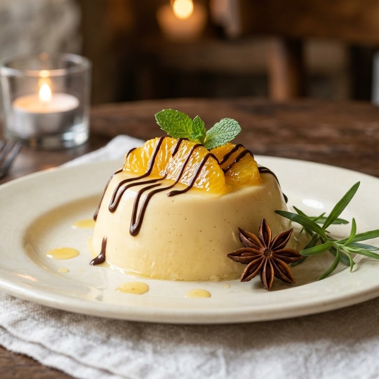 Pana cotta met sinaasappel en saffraan