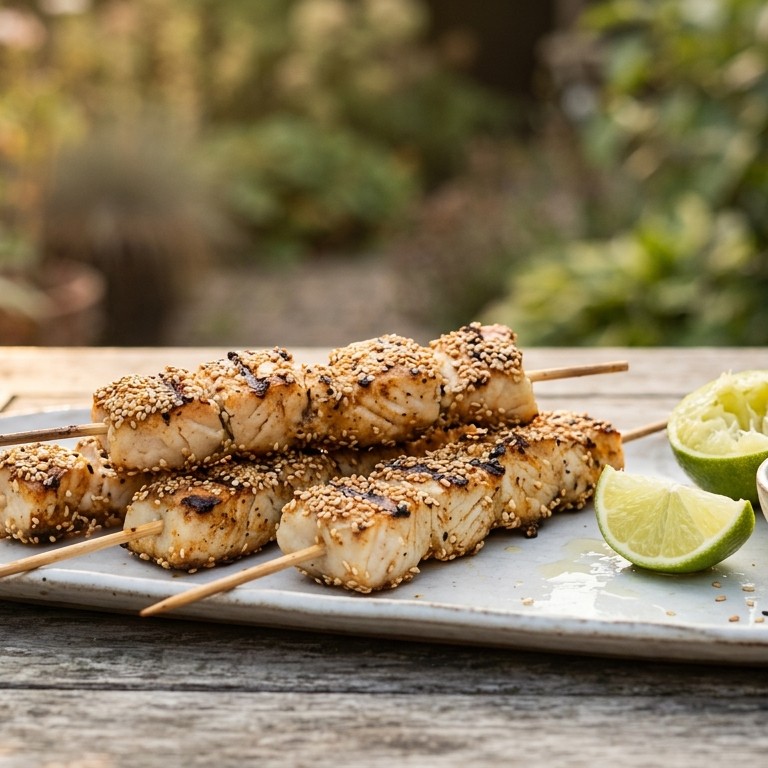 Pangafilet-sate met sesamzaadjes