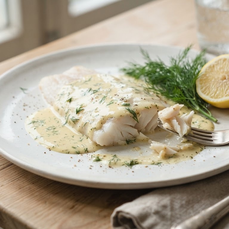 Pangasius met mosterdsaus