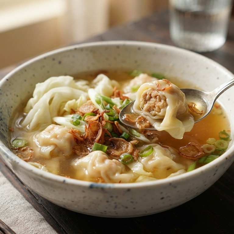 Pangsit gulung kuah (Pangsit met kool uit de bouillon)