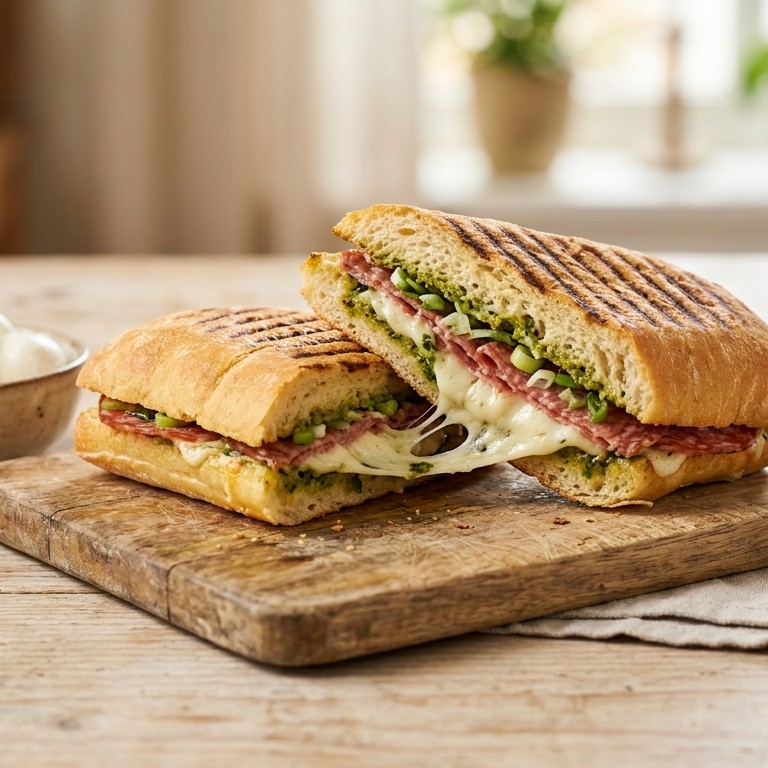 Panini met mozarella en salami
