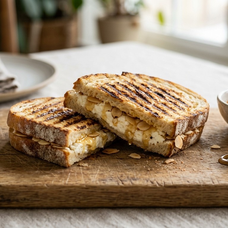 Panini ricotta, honing en amandel