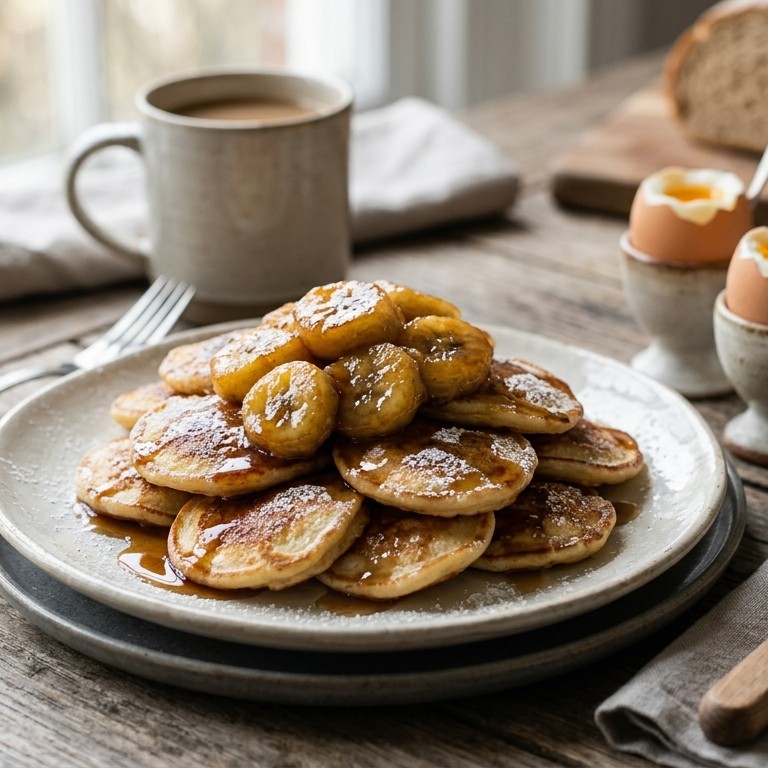 Pannekoekjes met gebakken banaan