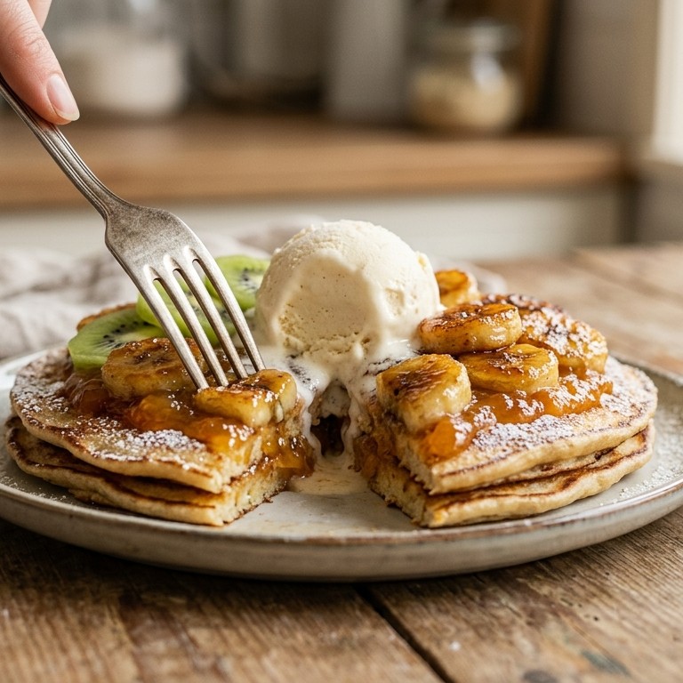 Pannenkoeken met gebakken banaan