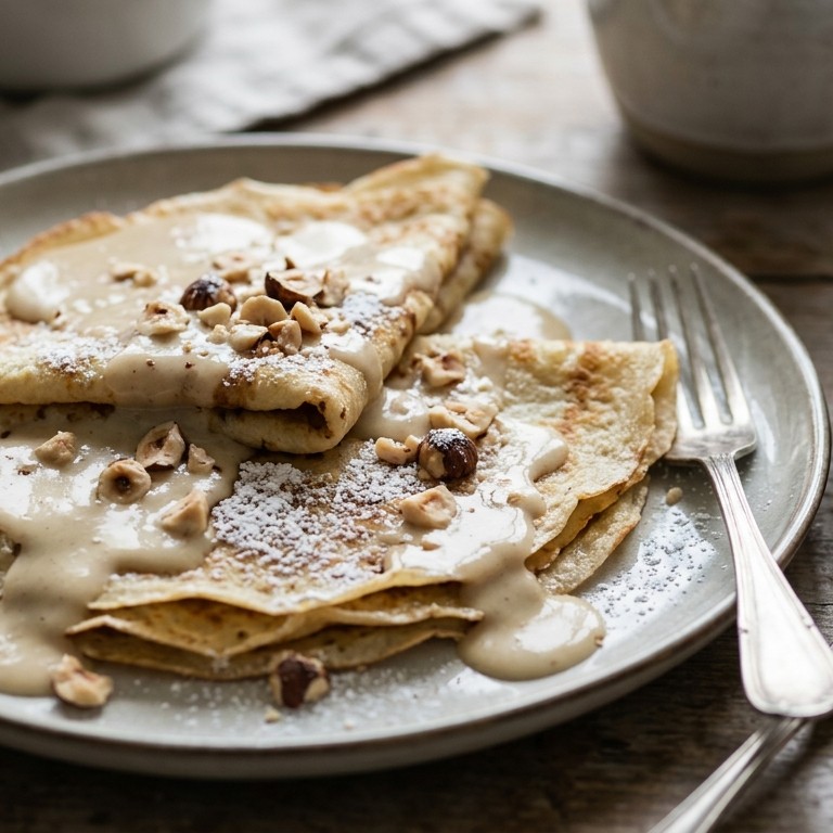 Pannenkoeken met hazelnotensaus