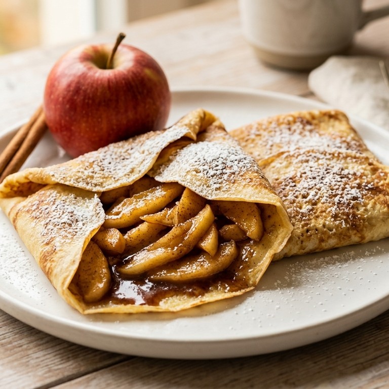 Pannenkoekenenvelopjes met gebakken kaneelappeltjes