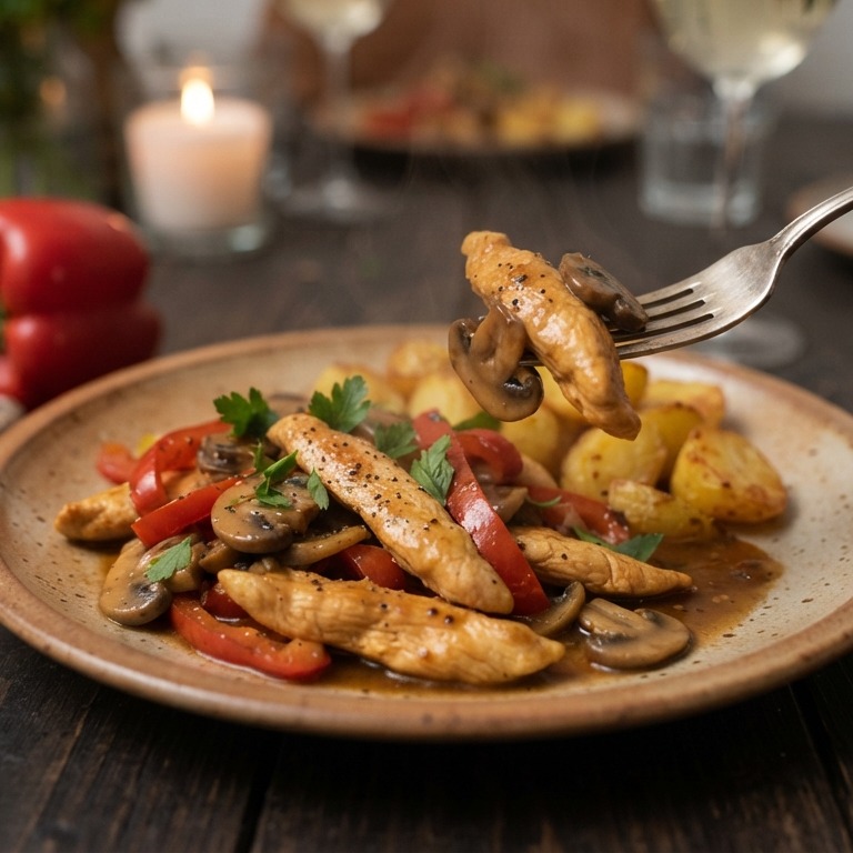 Papri-kip met champignons