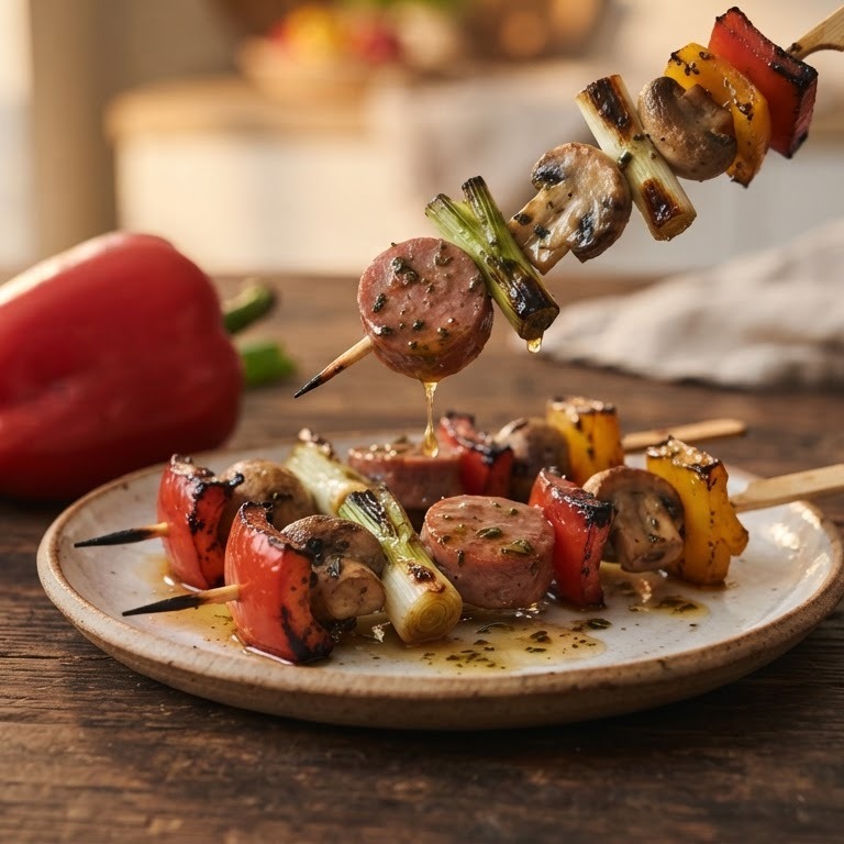 Paprika-bosuitjes spiesjes